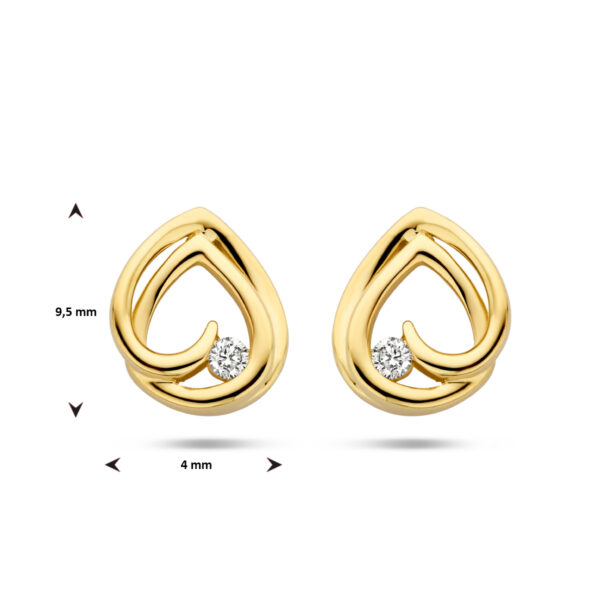oorknoppen diamant 0.05ct (2x0.025ct) h si 14K geelgoud - Afbeelding 4