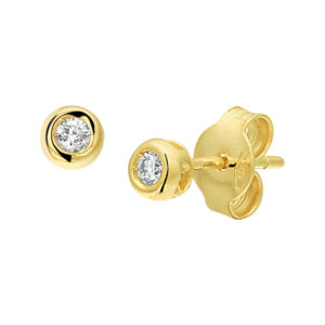 oorknoppen diamant 0.06ct (2x0.03ct) h si 14K geelgoud