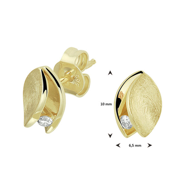 oorknoppen diamant 0.07ct (2x 0.035ct) h si 14K geelgoud - Afbeelding 3