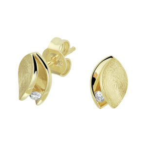 oorknoppen diamant 0.07ct (2x 0.035ct) h si 14K geelgoud