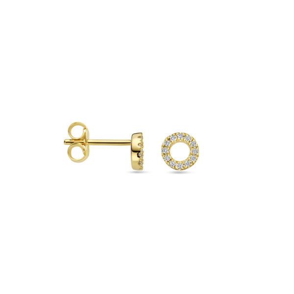 oorknoppen diamant 0.07ct (2x 0.035ct) h si 5,5 mm 14K geelgoud - Afbeelding 3