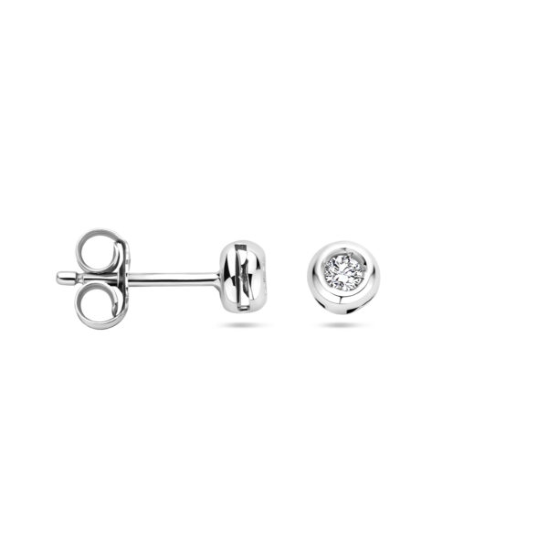 oorknoppen diamant 0.10 ct (2x 0.05ct) h si 14K witgoud - Afbeelding 3