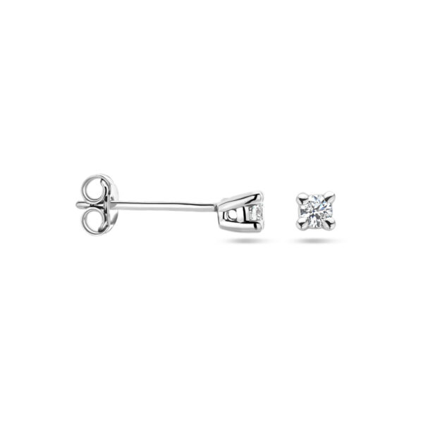 oorknoppen diamant 0.10ct (2x 0.05ct) h si 14K witgoud - Afbeelding 3