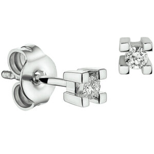 oorknoppen diamant 0.10ct (2x 0.05ct) h si 14K witgoud
