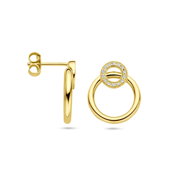 oorknoppen diamant 0.11ct (2x 0.055ct) h si 16 mm 14K geelgoud - Afbeelding 3