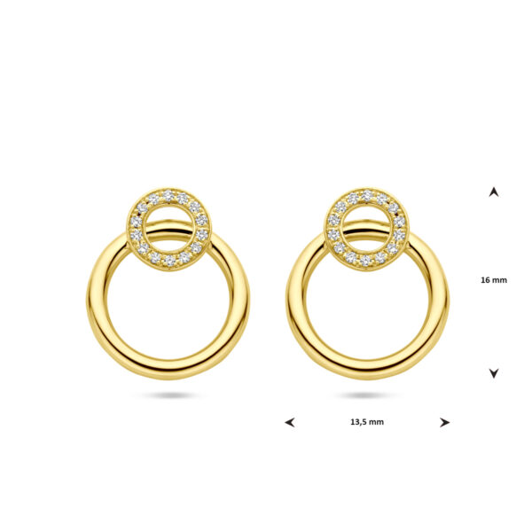 oorknoppen diamant 0.11ct (2x 0.055ct) h si 16 mm 14K geelgoud - Afbeelding 4