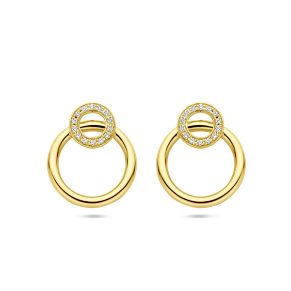 oorknoppen diamant 0.11ct (2x 0.055ct) h si 16 mm 14K geelgoud