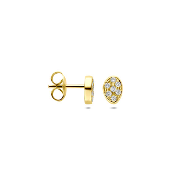 oorknoppen diamant 0.14ct (2x 0.07ct) h si 7 mm 14K geelgoud - Afbeelding 3