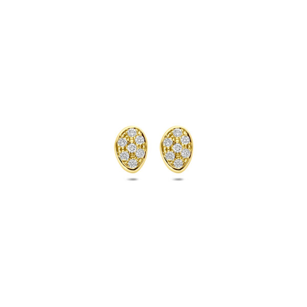 oorknoppen diamant 0.14ct (2x 0.07ct) h si 7 mm 14K geelgoud