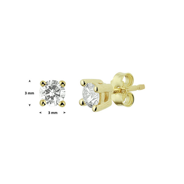 oorknoppen diamant 0.14ct (2x0.07ct) h si 14K geelgoud - Afbeelding 2