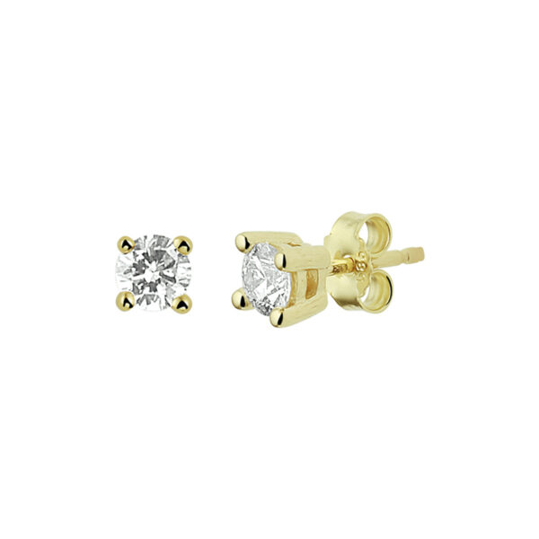 oorknoppen diamant 0.14ct (2x0.07ct) h si 14K geelgoud