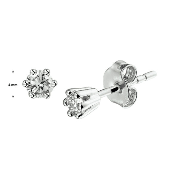 oorknoppen diamant 0.20ct (2x0.10ct) h si 14K witgoud - Afbeelding 3