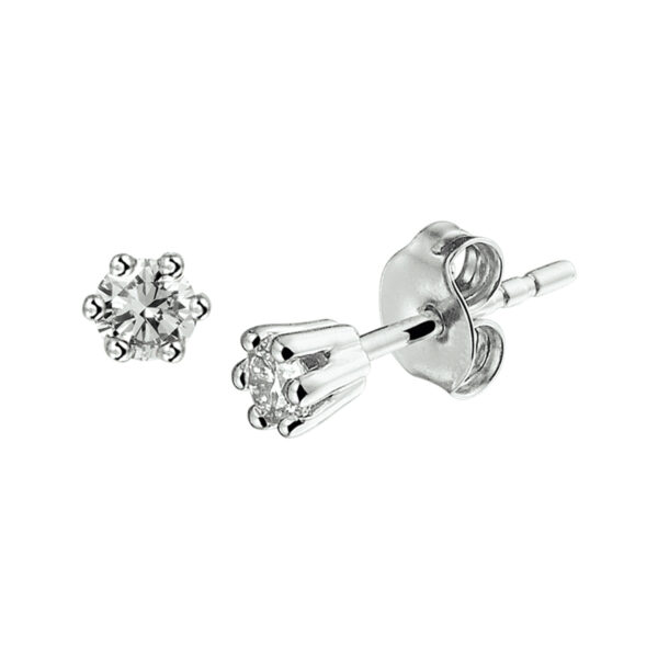 oorknoppen diamant 0.20ct (2x0.10ct) h si 14K witgoud