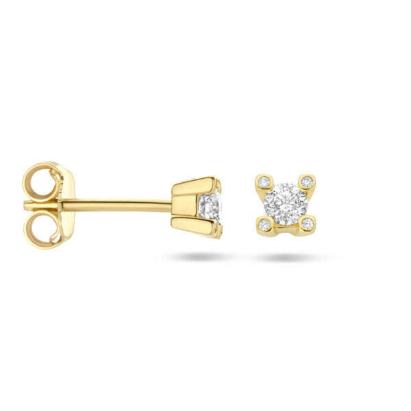 oorknoppen diamant 0.22ct (2x 0.11ct) h si 14K geelgoud - Afbeelding 3