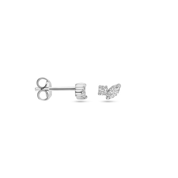 oorknoppen diamant 0.24ct (2x 0.12ct) h si 4 mm 14K witgoud - Afbeelding 3