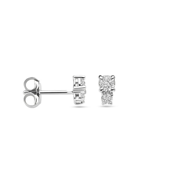oorknoppen diamant 0.26ct (2x 0.13ct) h si 5,5 mm 18K witgoud - Afbeelding 3