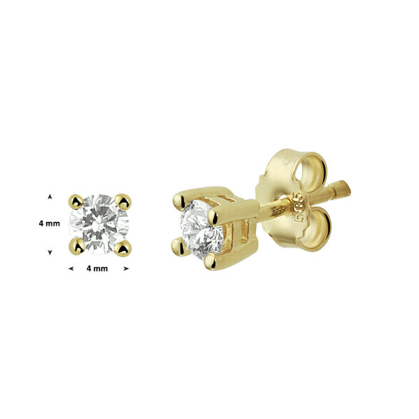 oorknoppen diamant 0.40ct (2x0.20ct) h si 14K geelgoud - Afbeelding 3