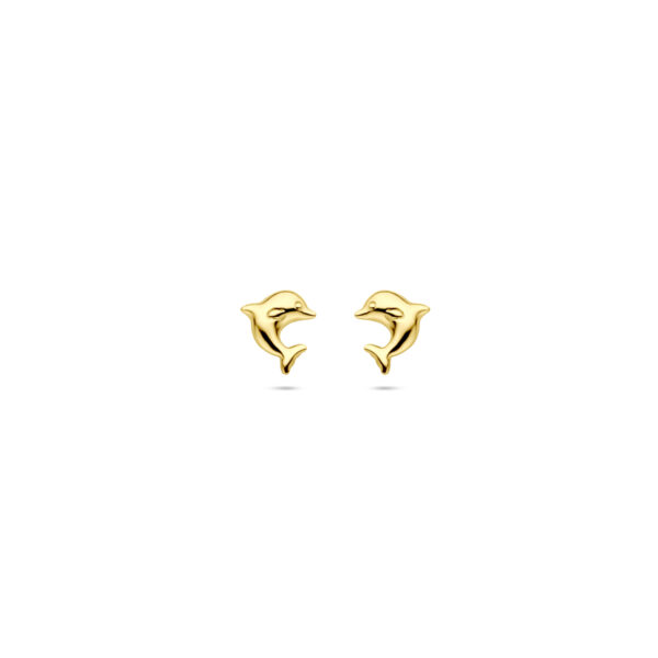 oorknoppen dolfijn 7 mm 14K geelgoud