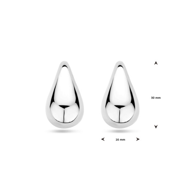 oorknoppen druppel 30 mm zilver gerhodineerd - Afbeelding 4