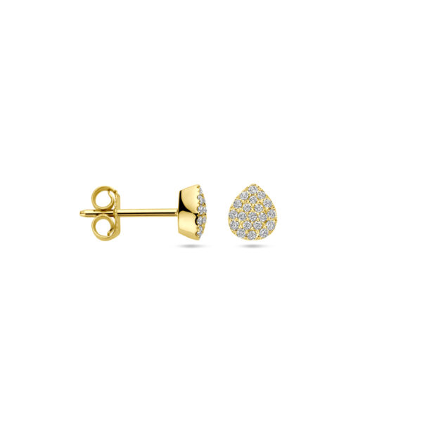 oorknoppen druppel diamant 0.21ct (2x 0.105ct) h si 6 mm 14K geelgoud - Afbeelding 3