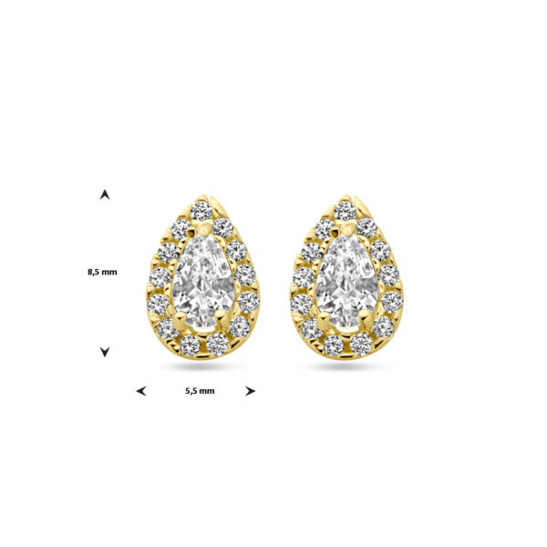 oorknoppen druppel en zirkonia 8,5 mm 14K geelgoud - Afbeelding 4