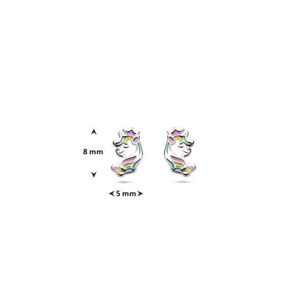 oorknoppen eenhoorn 8 mm zilver gerhodineerd - Afbeelding 4
