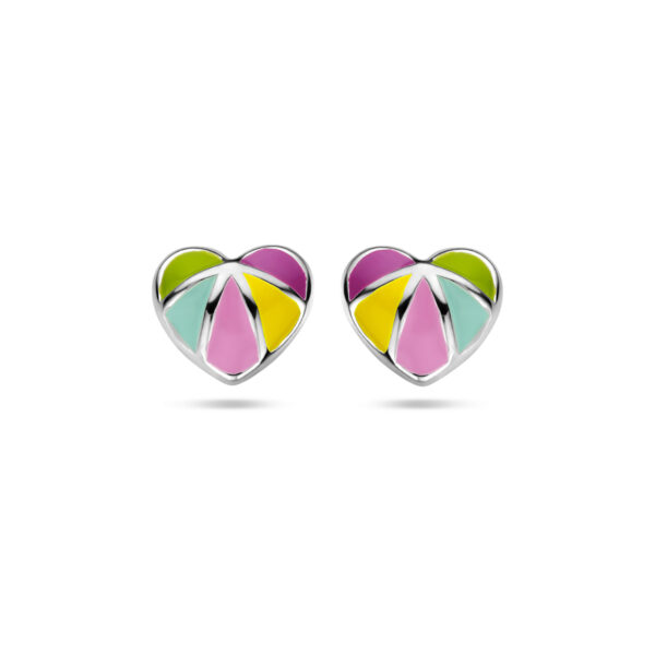 oorknoppen emaille hart zilver gerhodineerd