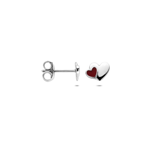 oorknoppen emaille hartje 6 mm zilver gerhodineerd - Afbeelding 3