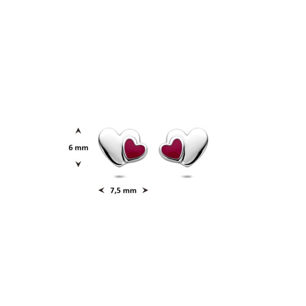 oorknoppen emaille hartje 6 mm zilver gerhodineerd - Afbeelding 4