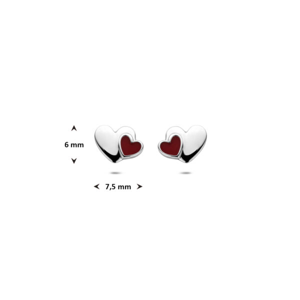 oorknoppen emaille hartje 6 mm zilver gerhodineerd - Afbeelding 4