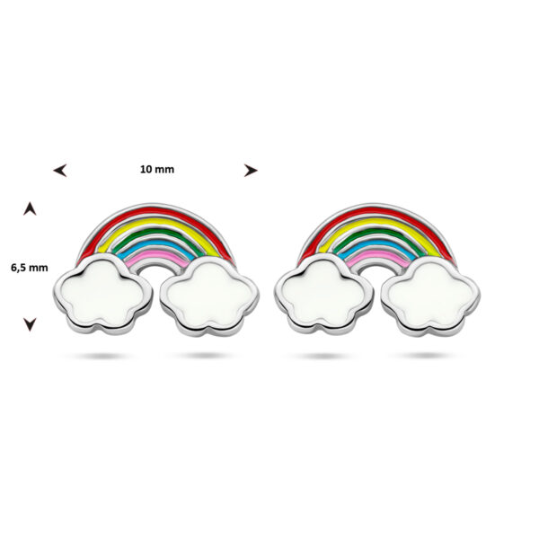 oorknoppen emaille regenboog zilver gerhodineerd - Afbeelding 4