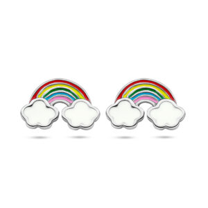 oorknoppen emaille regenboog zilver gerhodineerd