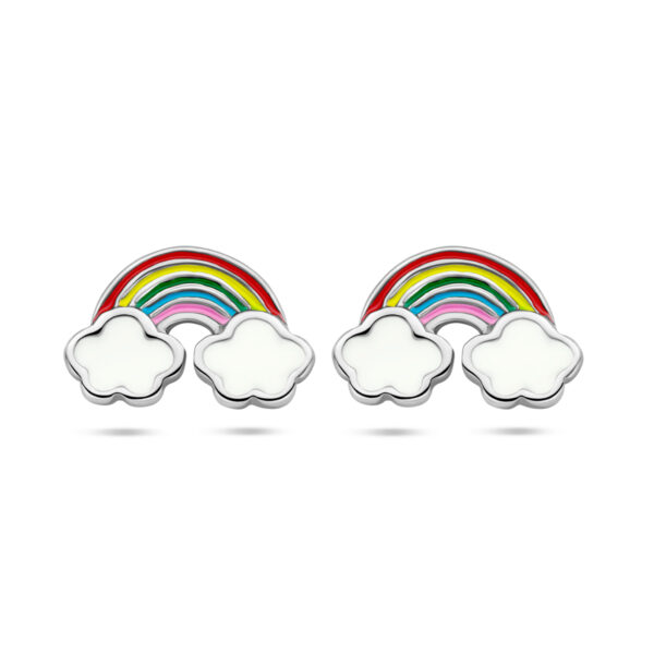 oorknoppen emaille regenboog zilver gerhodineerd