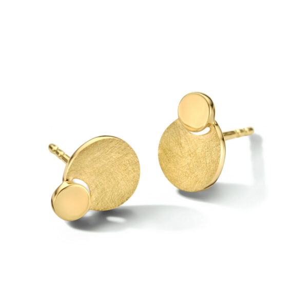 oorknoppen gescratcht 14K geelgoud