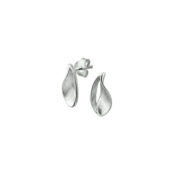 oorknoppen gescratcht zilver gerhodineerd