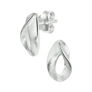 oorknoppen gescratcht zilver gerhodineerd