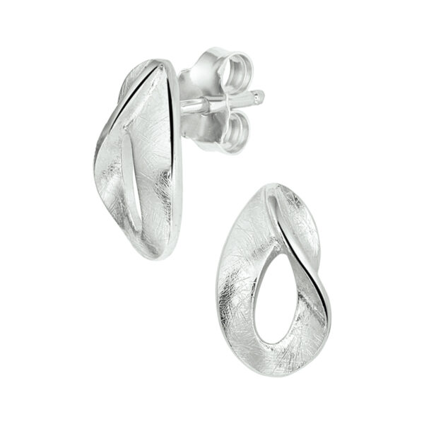 oorknoppen gescratcht zilver gerhodineerd