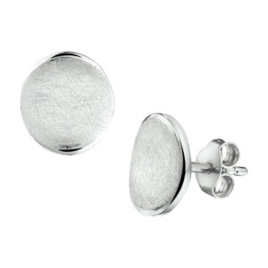 oorknoppen gescratcht zilver gerhodineerd