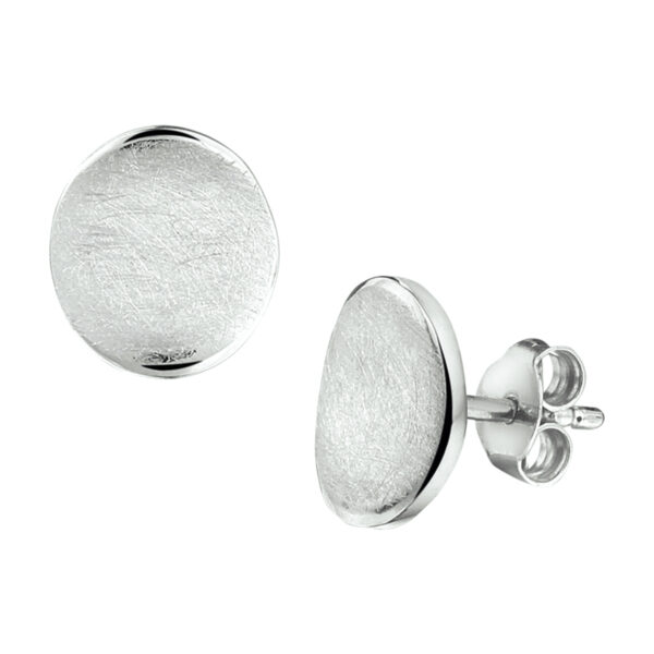 oorknoppen gescratcht zilver gerhodineerd