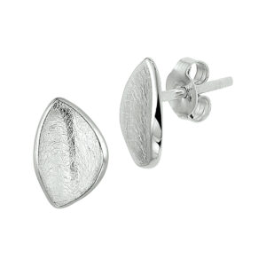 oorknoppen gescratcht zilver gerhodineerd