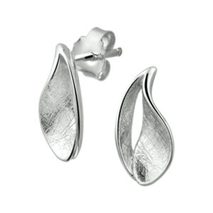 oorknoppen gescratcht zilver gerhodineerd