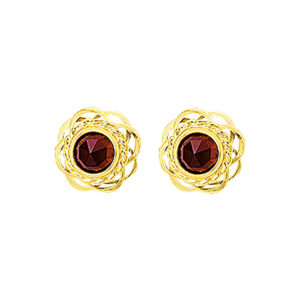 oorknoppen granaat 14K geelgoud