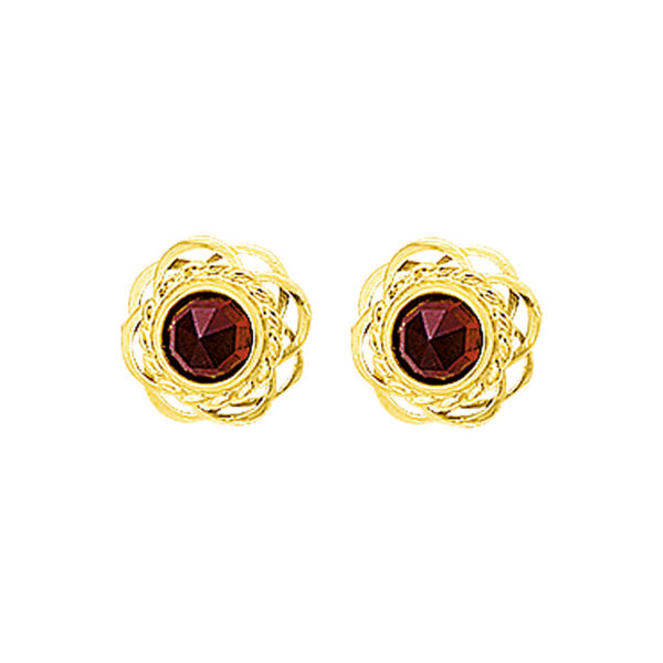 oorknoppen granaat 14K geelgoud