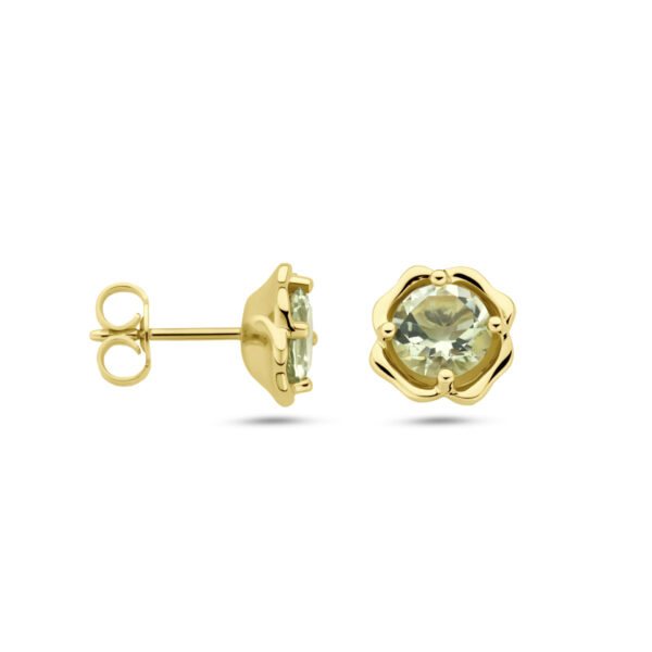 oorknoppen groen amethist 14K geelgoud - Afbeelding 3
