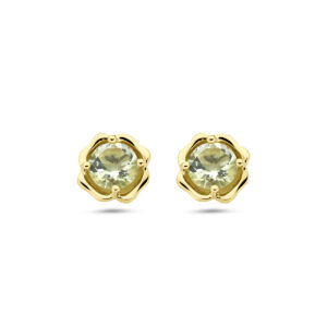 oorknoppen groen amethist 14K geelgoud