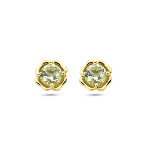 oorknoppen groen amethist 14K geelgoud