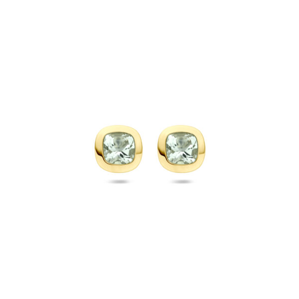 oorknoppen groen amethist 7,5 mm 14K geelgoud
