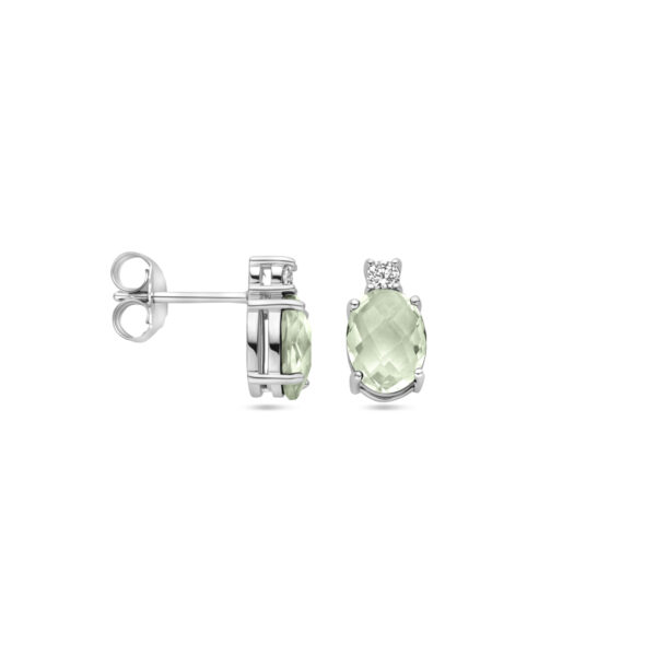 oorknoppen groen amethist zirkonia 10,5 mm zilver gerhodineerd - Afbeelding 3