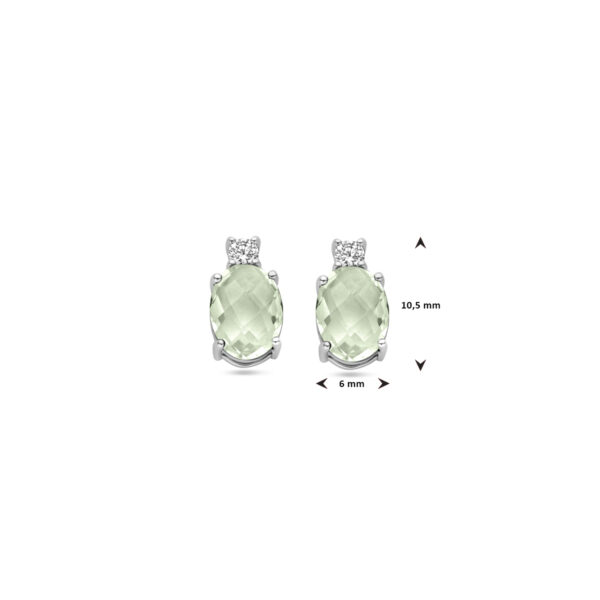 oorknoppen groen amethist zirkonia 10,5 mm zilver gerhodineerd - Afbeelding 4