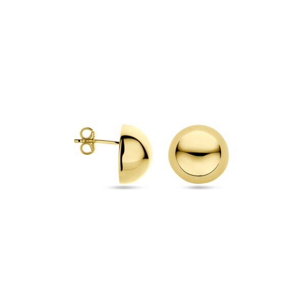 oorknoppen half bol 14 mm 1 micron zilver verguld (geel) - Afbeelding 3